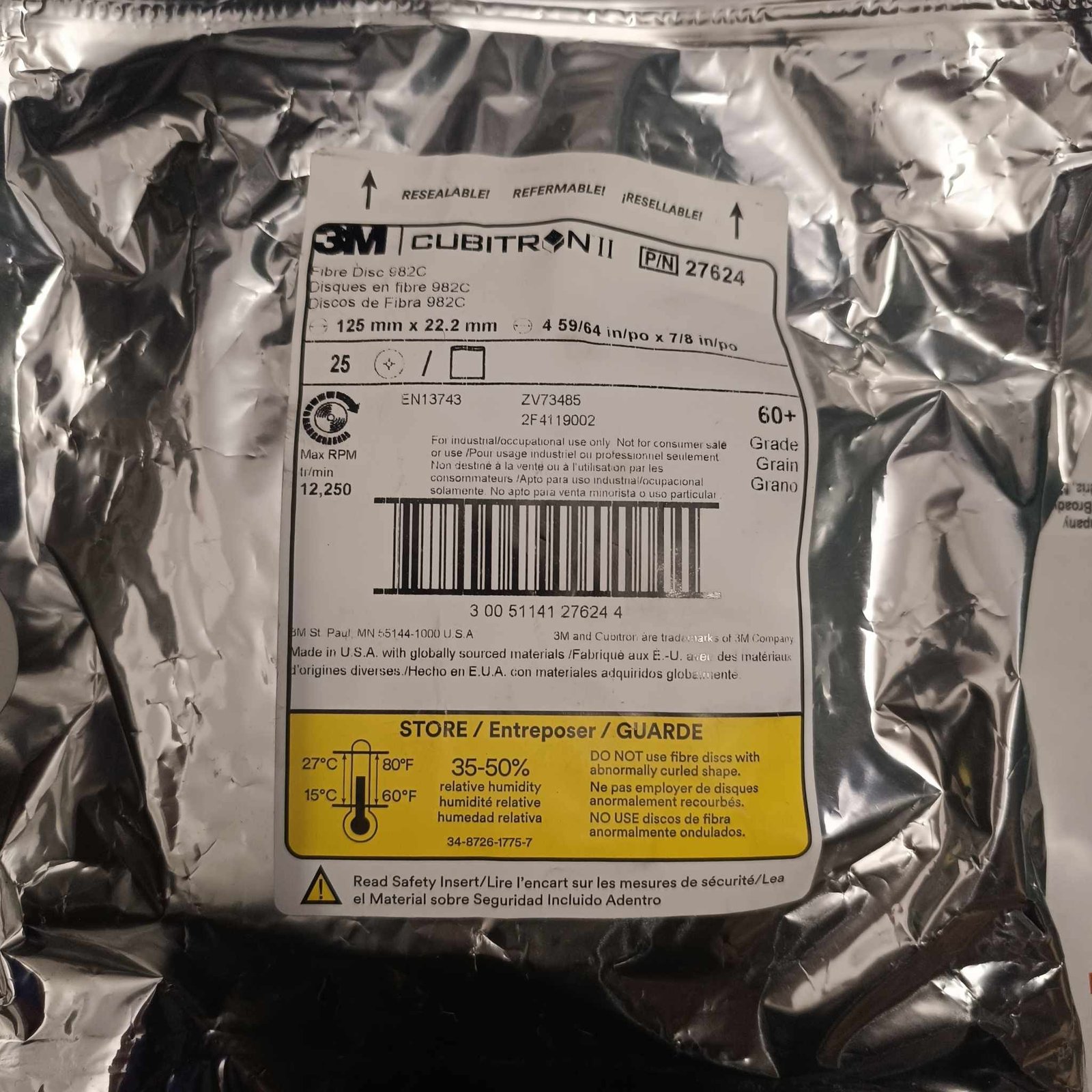3M 982c P60+ 125mm  DYSK FIBROWY CUBITRON II