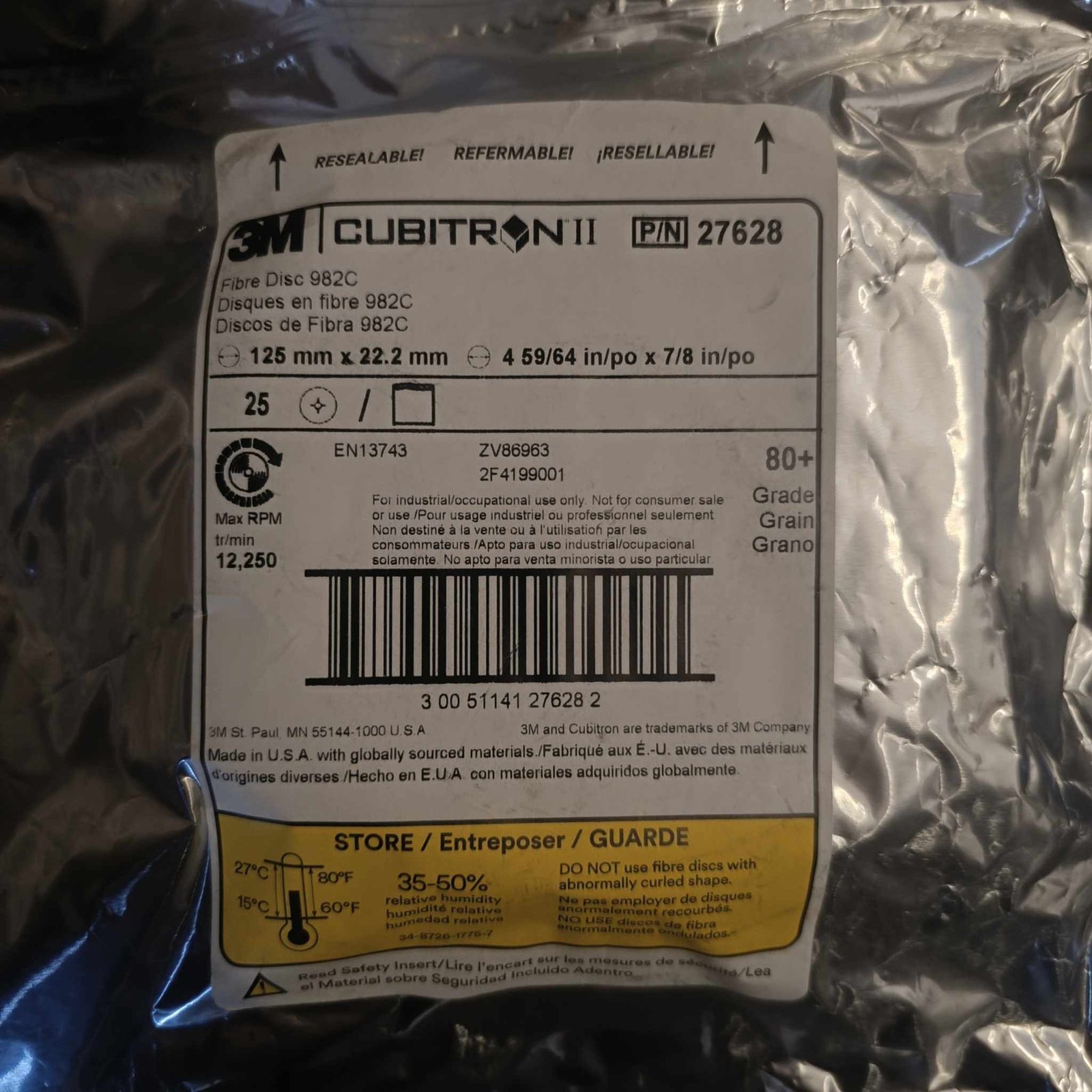 3M 982c P80+ 125mm  DYSK FIBROWY CUBITRON II