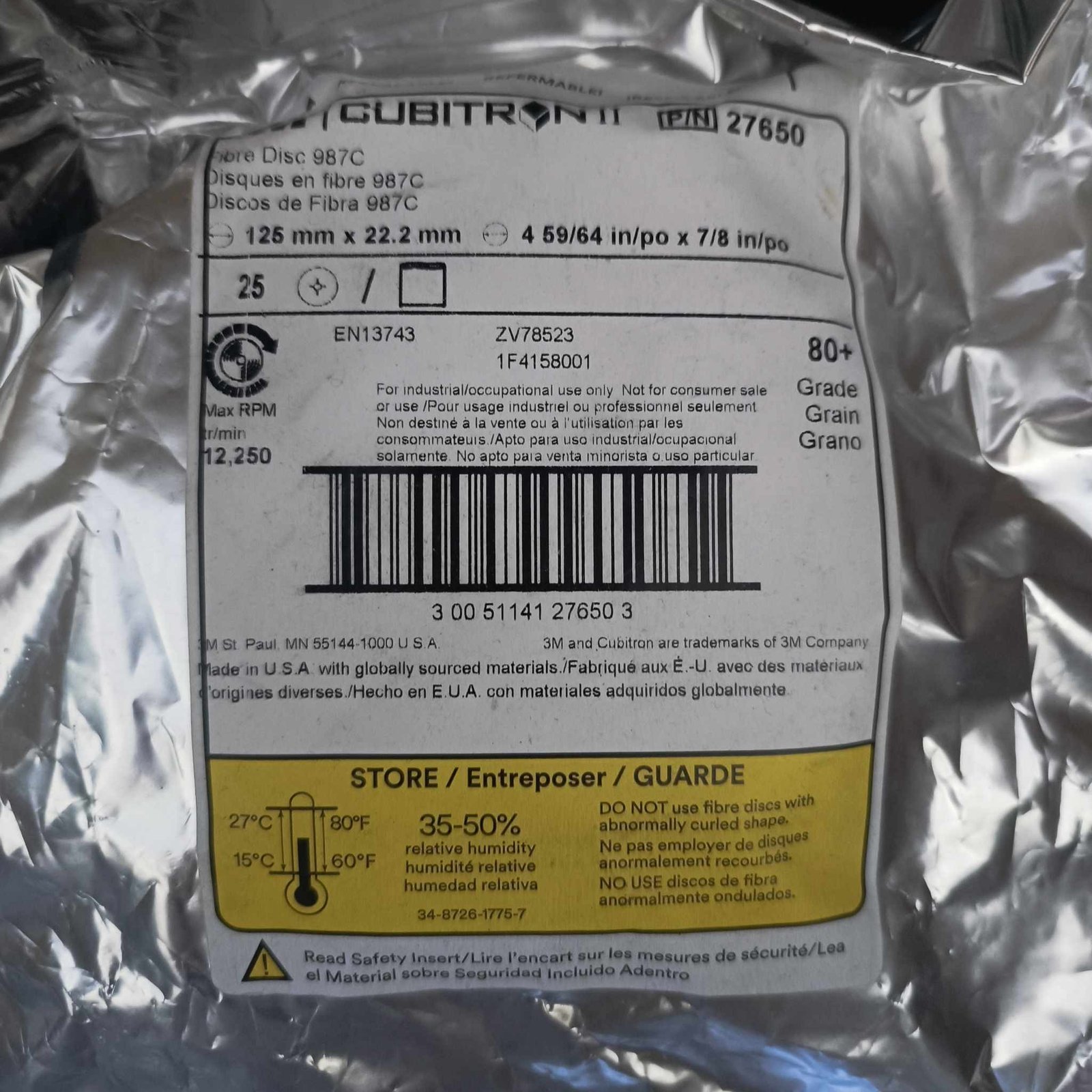 3M 987c P80+ 125mm DYSK FIBROWY CUBITRON II DO STALI NIERDZEWNEJ INOX