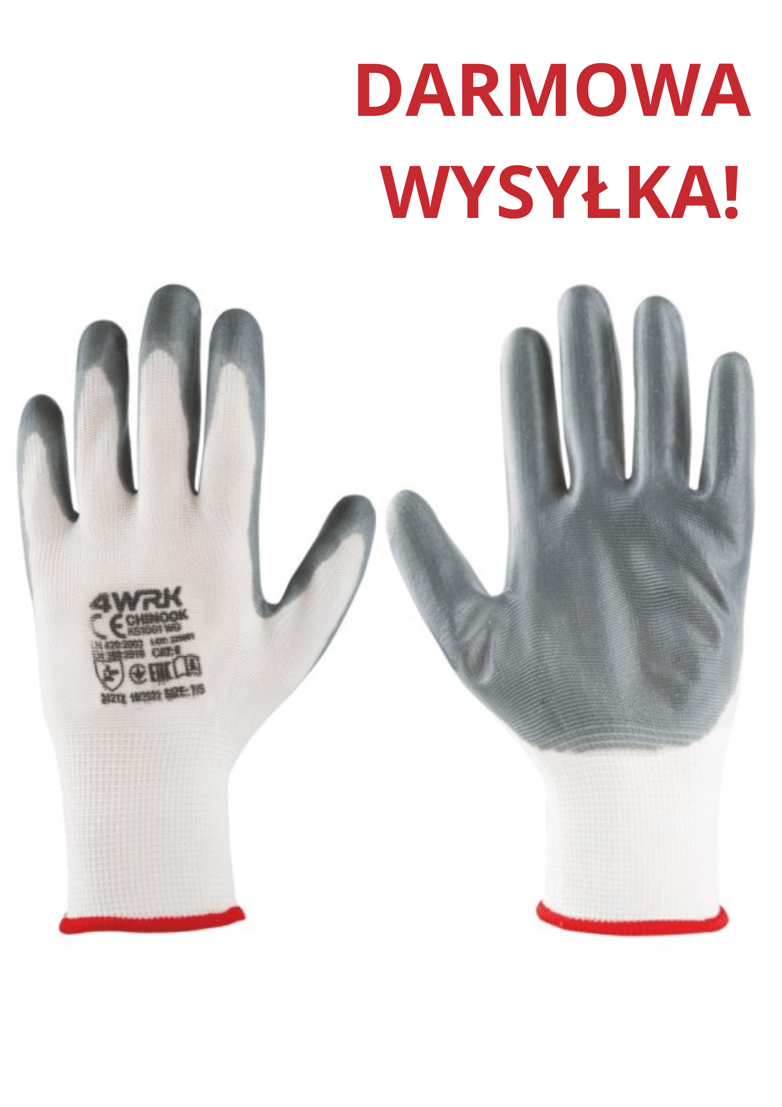 r.9/L RĘKAWICE ROBOCZE  POWLEKANE NITRYLEM SZARYM NITRYLOWE   CHINOOK 4WRK