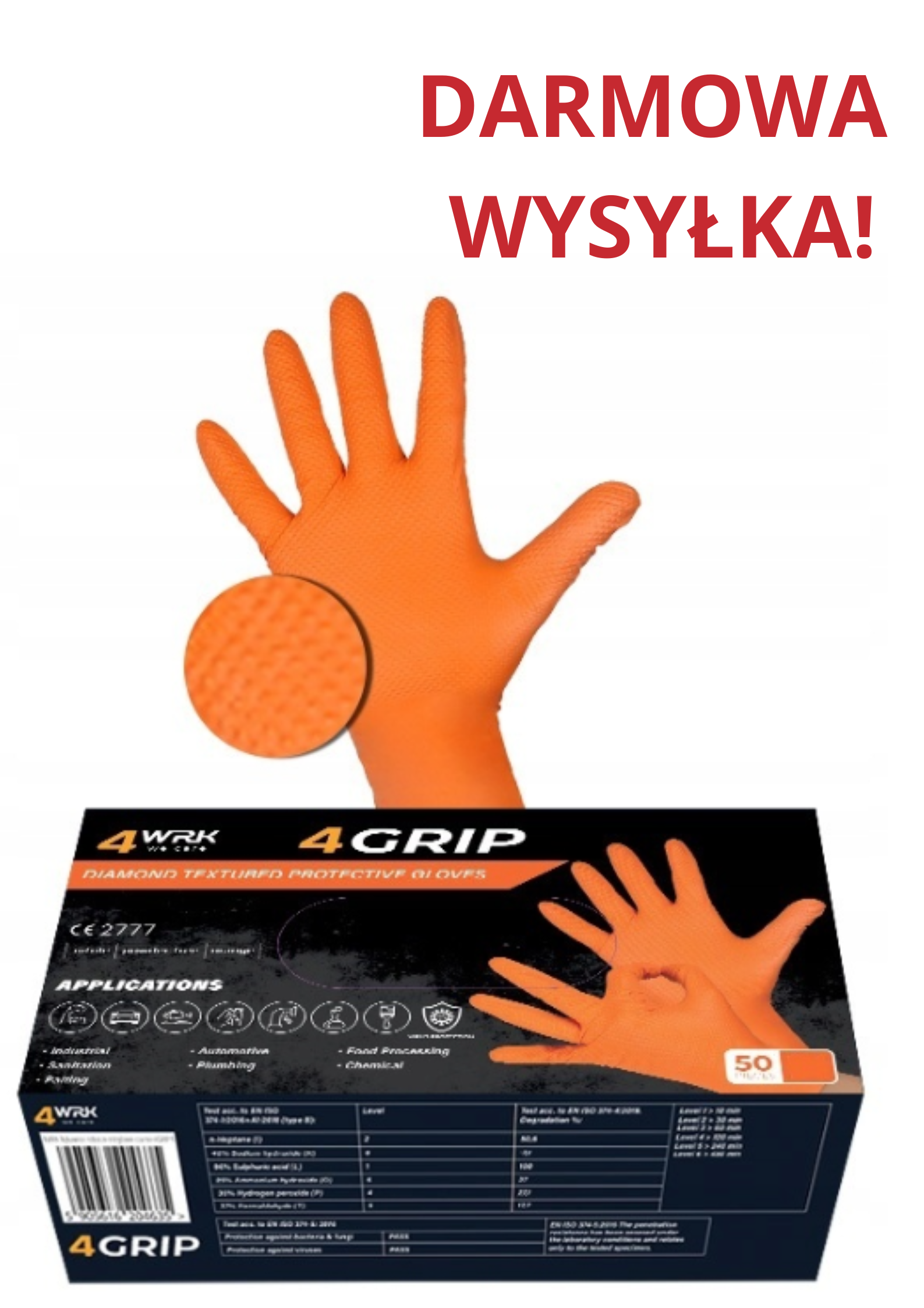 r.10/XL RĘKAWICZKI NITRYLOWE  MOCNY CHWYT WARSZTATOWE 4GRIP