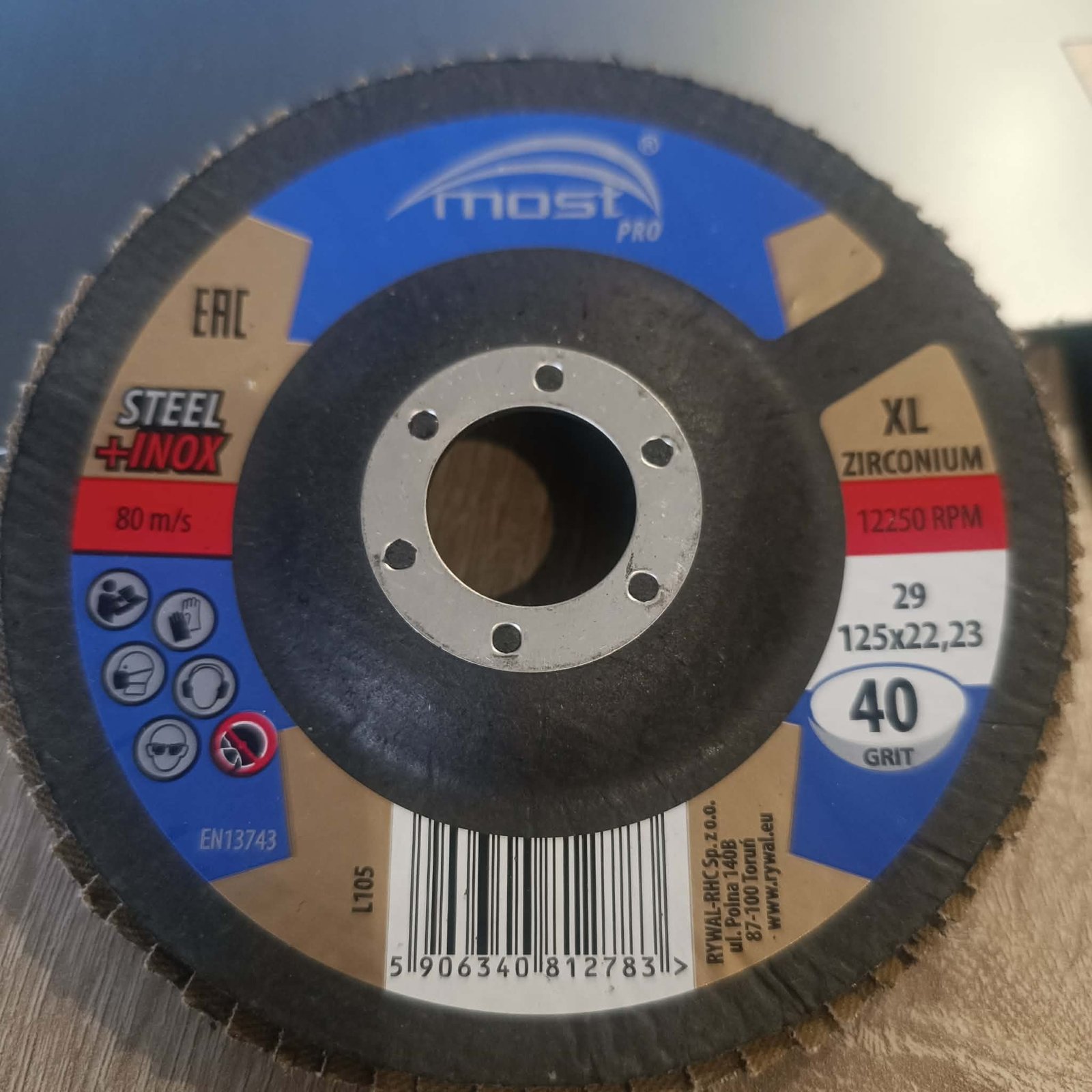 Ściernica lamelowa MOST PRO  Zirconium Plus Typ 29 125x22 Gradacja 40 XL