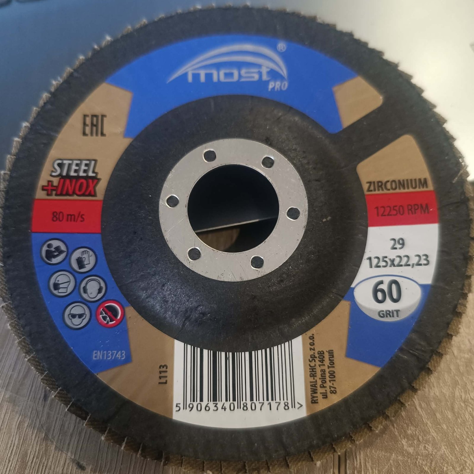 Ściernica lamelowa MOST PRO  Zirconium Plus Typ 29 125x22 Gradacja 60