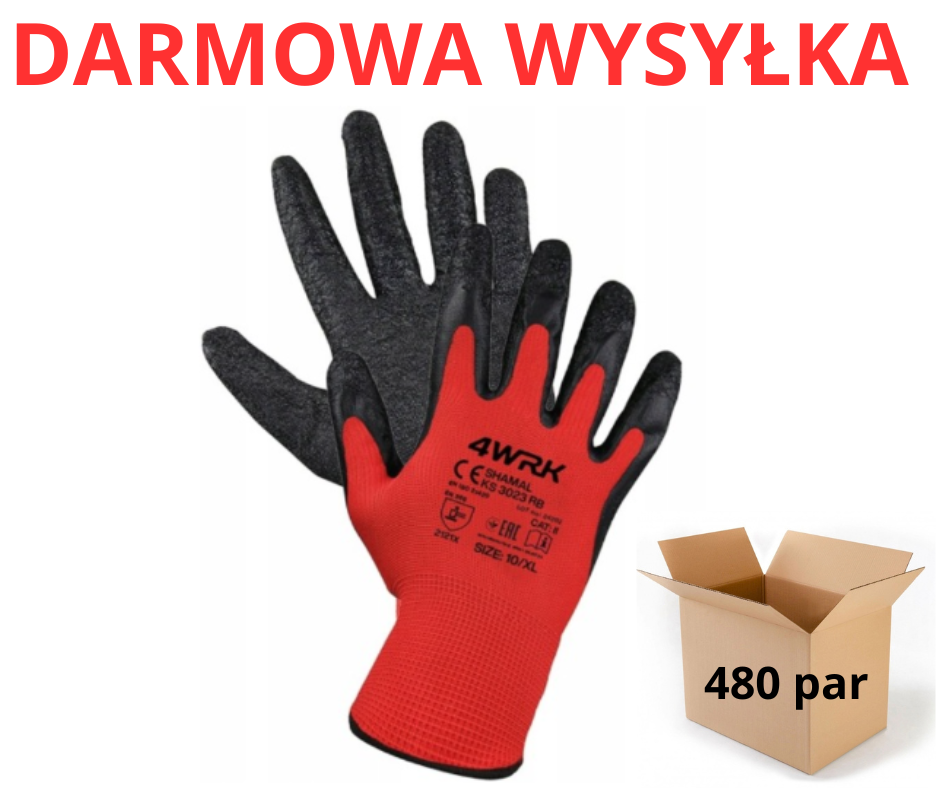 r.9/L RĘKAWICE RĘKAWICZKI  SHAMAL ROBOCZE WAMPIRKI POWLEKANE LATEKSEM