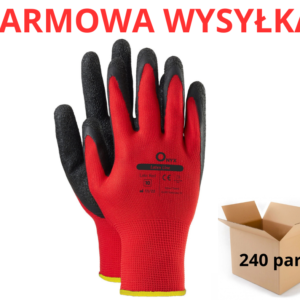 r.7/S RĘKAWICE RĘKAWICZKI LATE  RED ROBOCZE WAMPIRKI POWLEKANE LATEKSEM