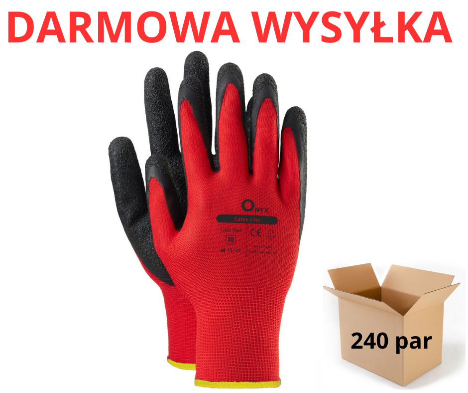 r.9/L RĘKAWICE RĘKAWICZKI LATE  RED ROBOCZE WAMPIRKI POWLEKANE LATEKSEM
